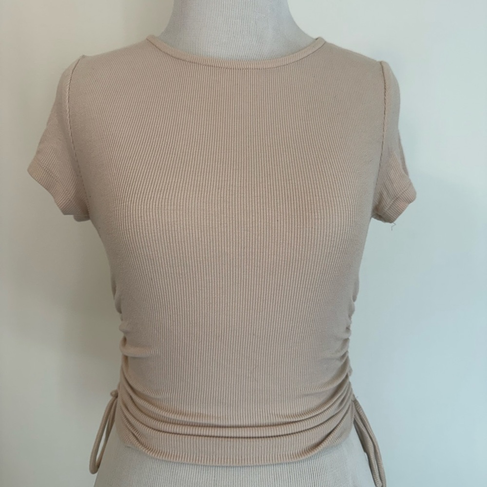 Princess Polly Taupe Ribbed Crop Top
